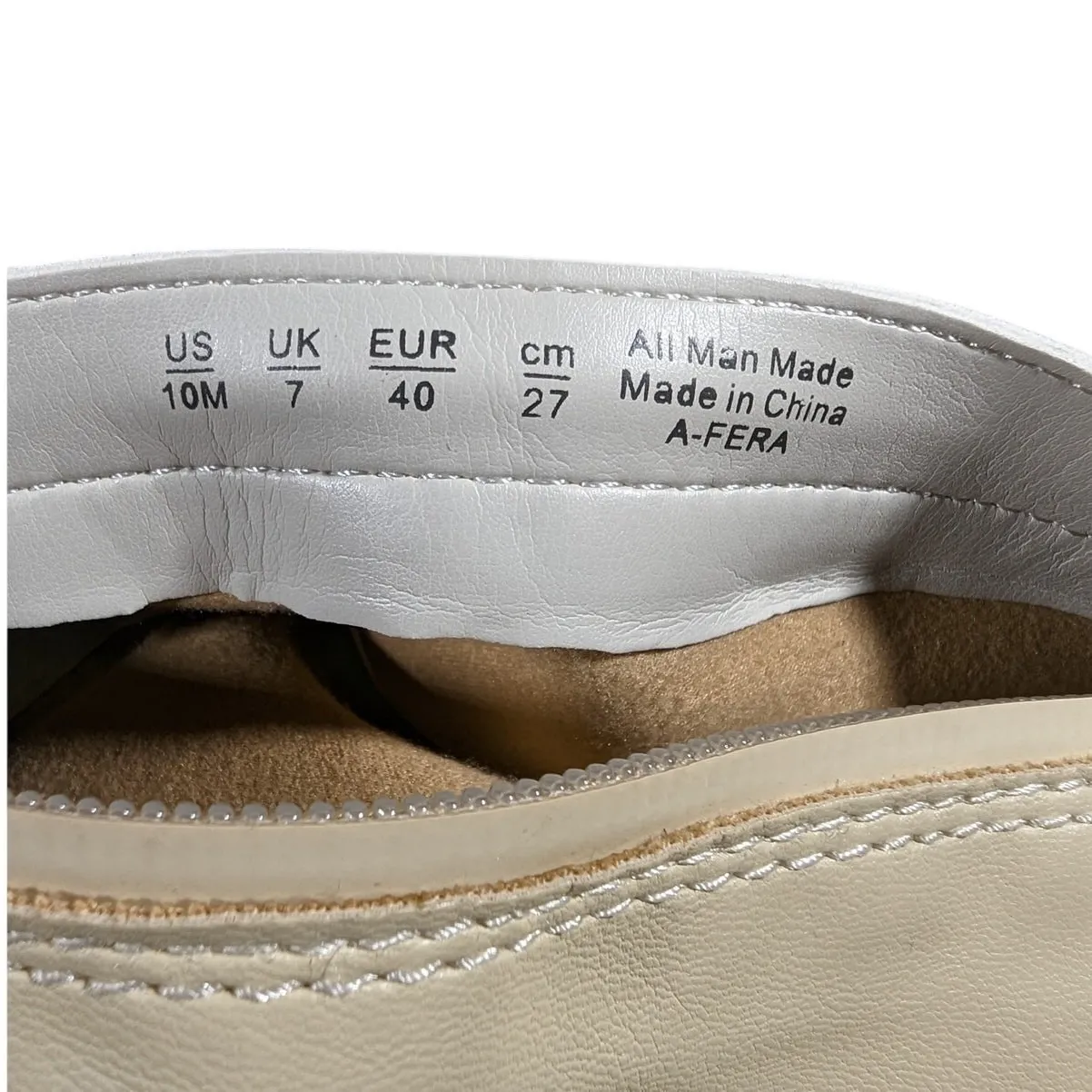 SARTO STUDIO Women Cream Leather Over‎ The Knee Boots Chunky Sole Side Zip 10M Size 10 - Image 8