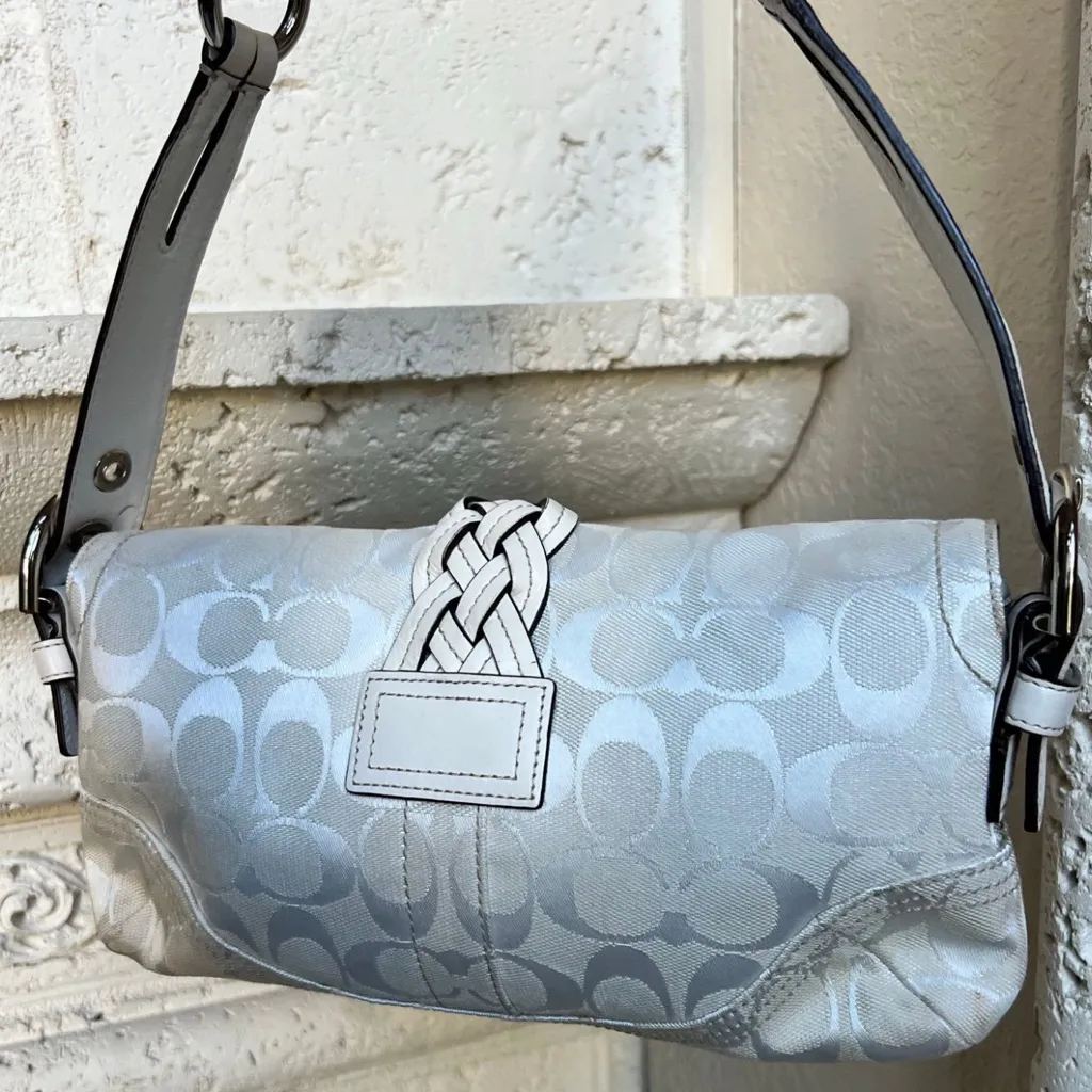 Coach White Cream Braided Soho Buckle Shoulder Bag - Image 2