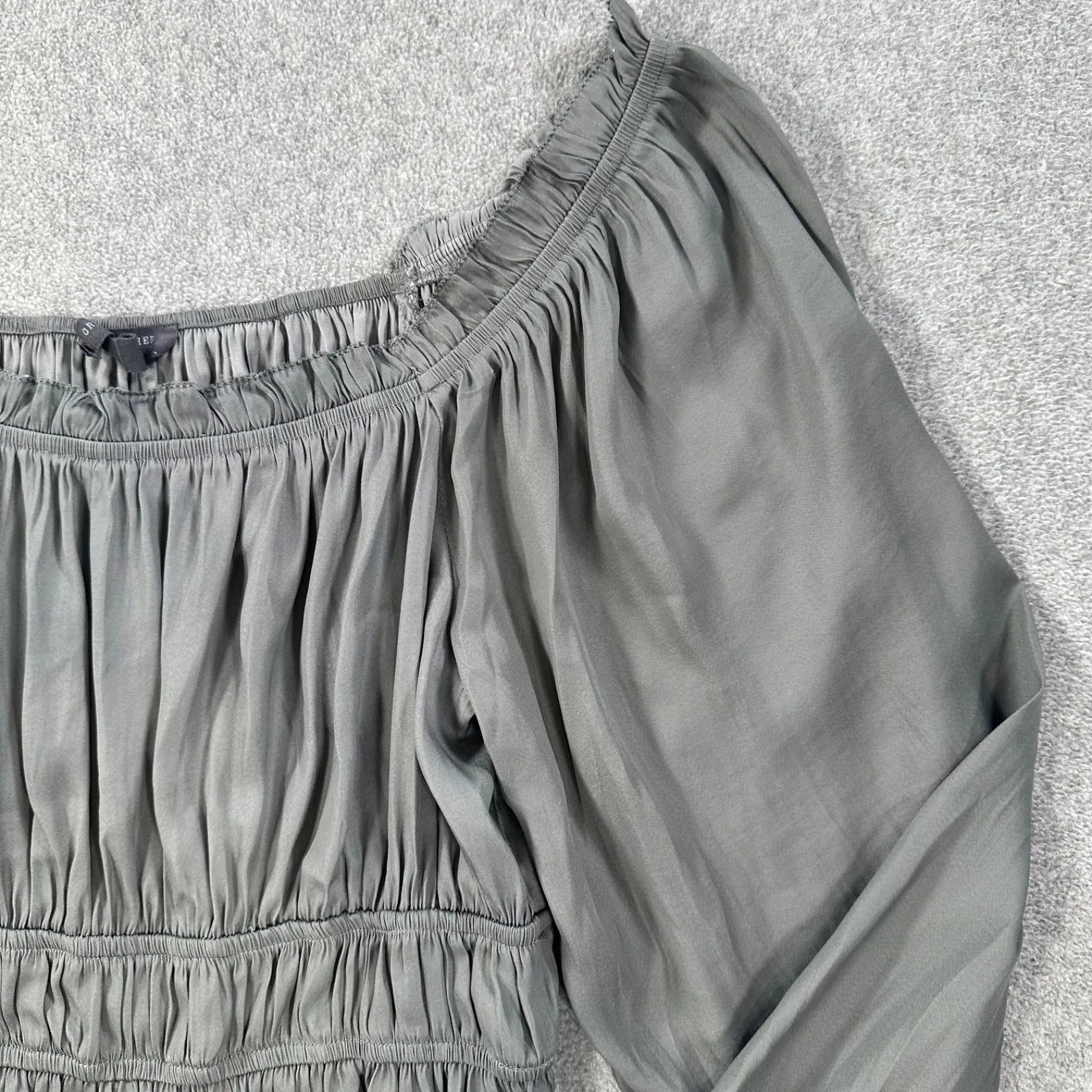 Grade & Gather Peasant Blouse Women's Small Green Long Sleeve Pleated Laganlook - Image 3