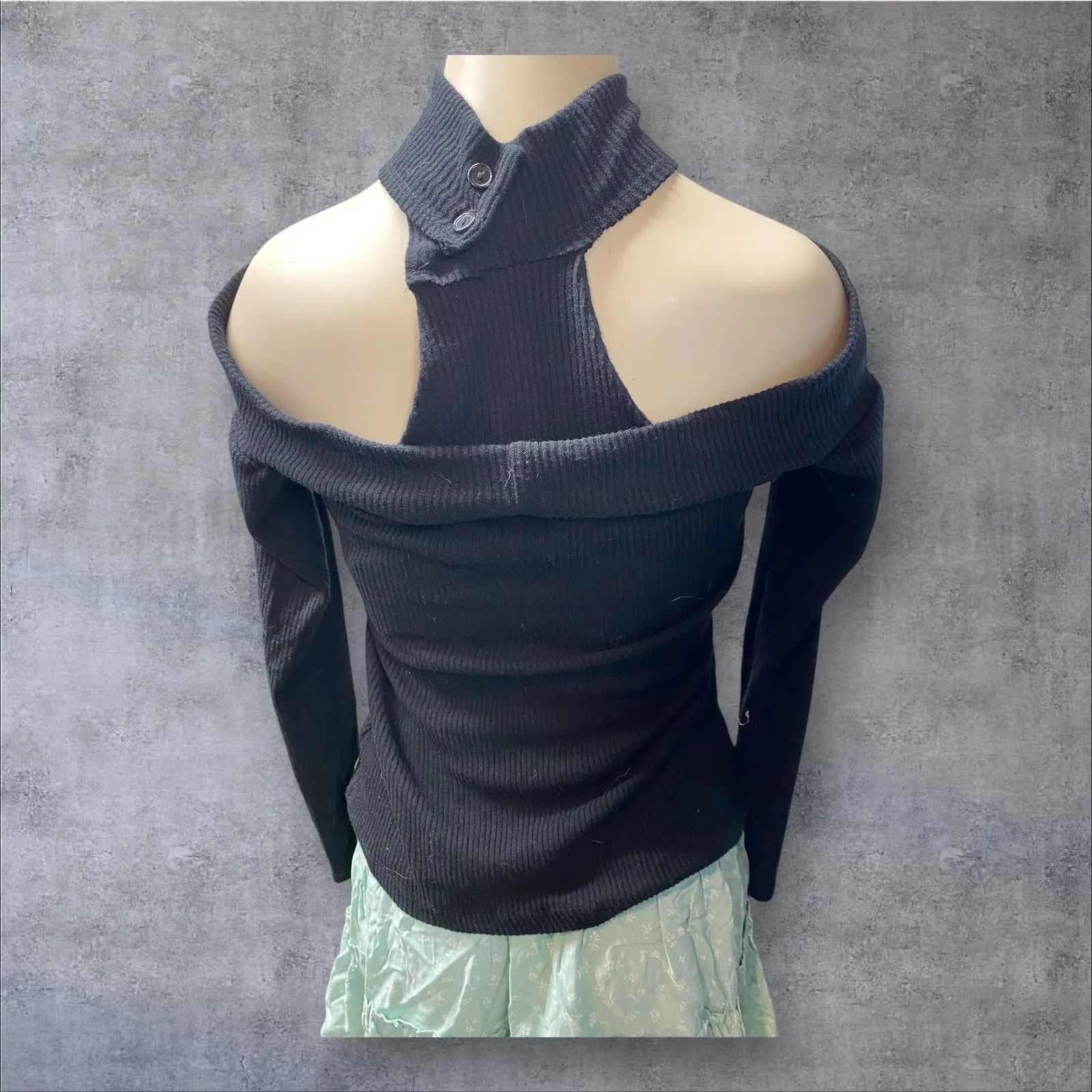 Brand New LNA Women's Size XS Black Long Sleeve Neck Tie Blouse Shirt Top - Image 3