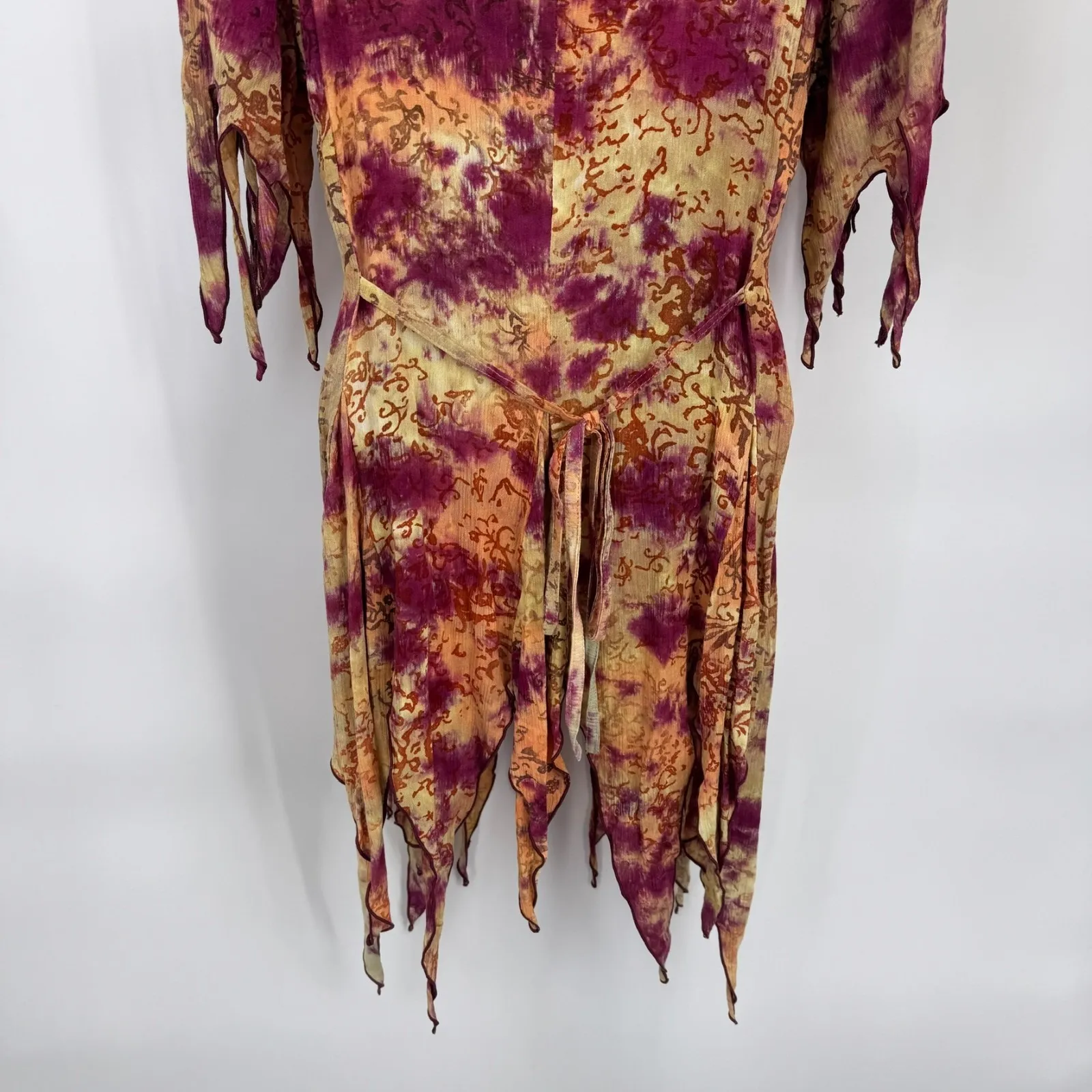 Mystery Design Dress Womens Small Pink Tan Tie Dye Fairy Pixie Boho Festival - Image 8