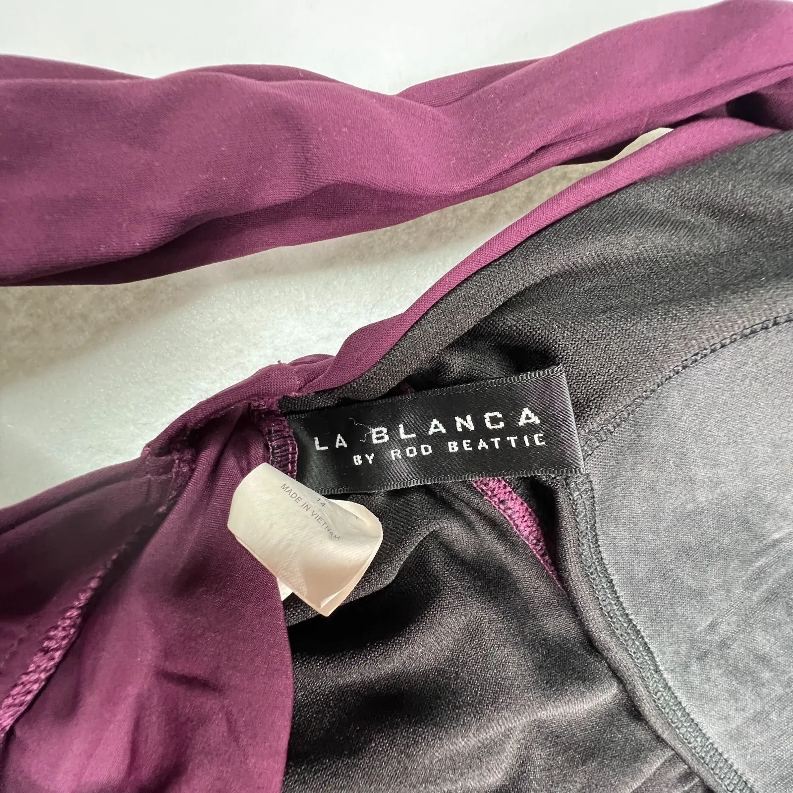 La Blanca by Rod Beattie One Piece Swimsuit Size‎ 14 Purple Plunge Monokini - Image 5