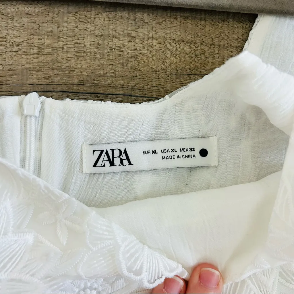 Zara ZW Collection Embroidered Short Dress Bloggers Favorite ‘24 Oyster White XL - Image 8