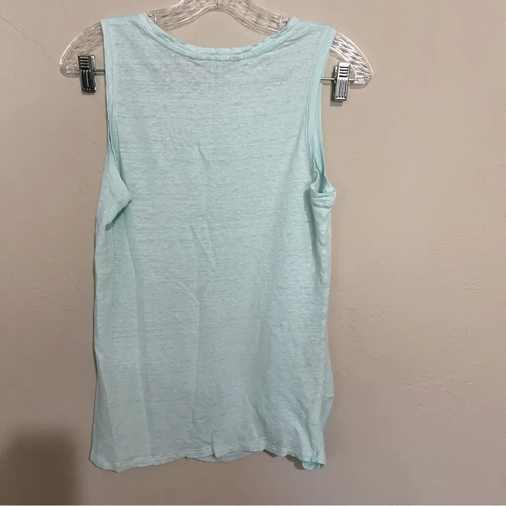 Ethereal Blue‎ Zephyr Twist Knot Linen Athletic Tank Top - Image 8