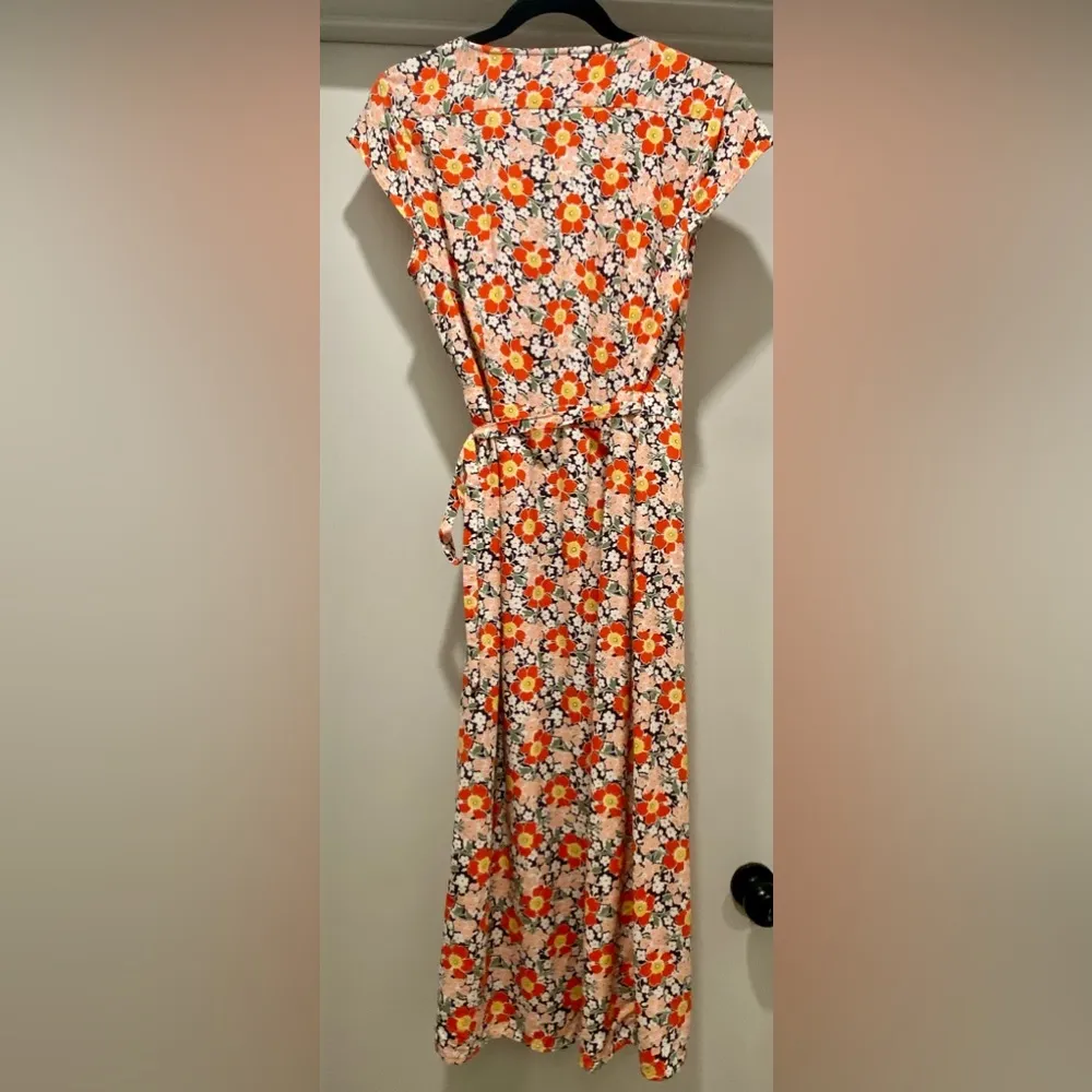 J. Crew Mercantile Multicolor Floral Midi Wrap Dress - S - Image 16