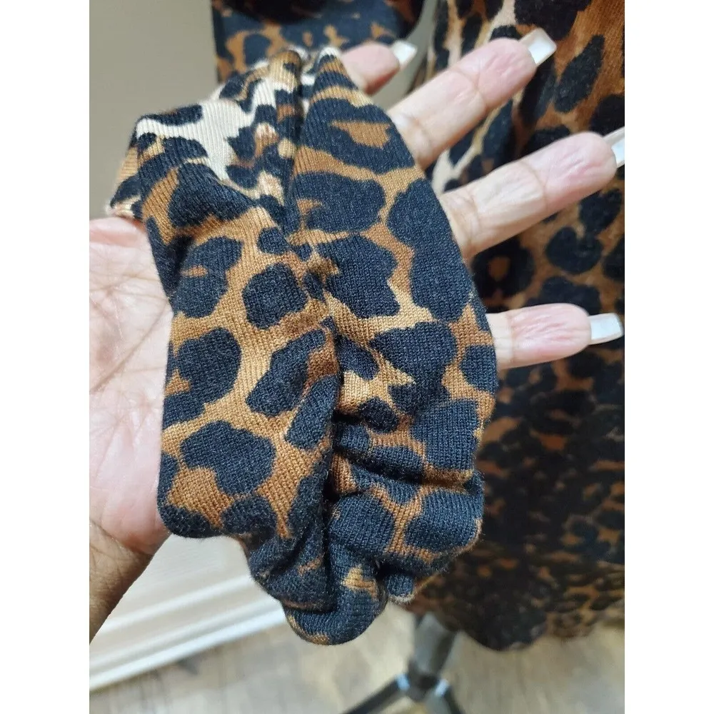 Inc Brown & Black Animal Print Round Neck Long Sleeves Casual Sweater Size Large - Image 11