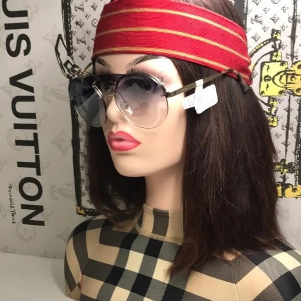 New Authentic Prada Gray and Gold Geometric Sunglasses - Image 6