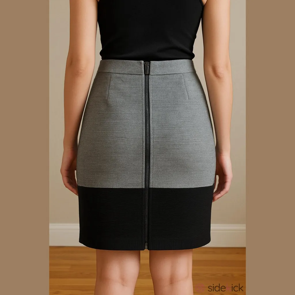 LOFT Wool blend colorblock pencil skirt elastic waist back zipper stretchy Sz S - Image 3