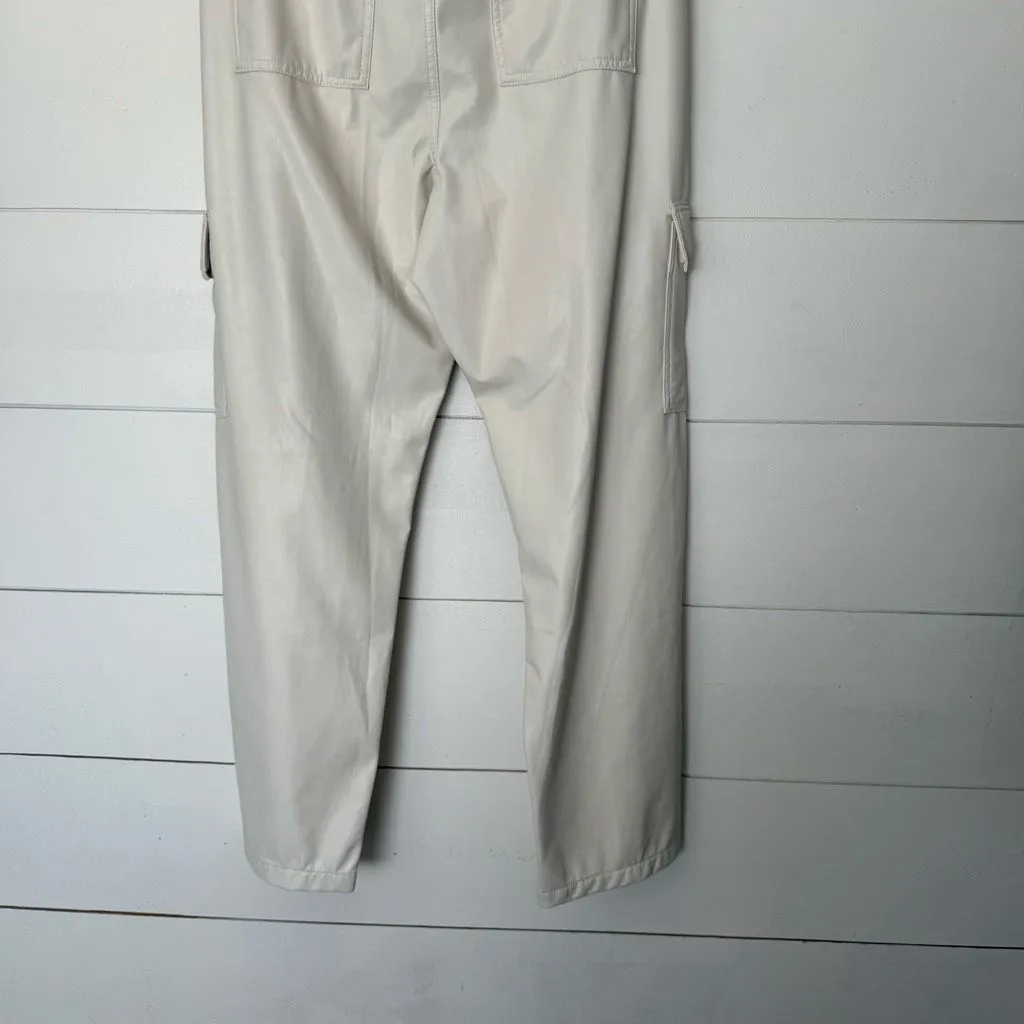 American Eagle Women’s 16 Tan Cream Faux Leather Tan Cargo Pants New - Image 5