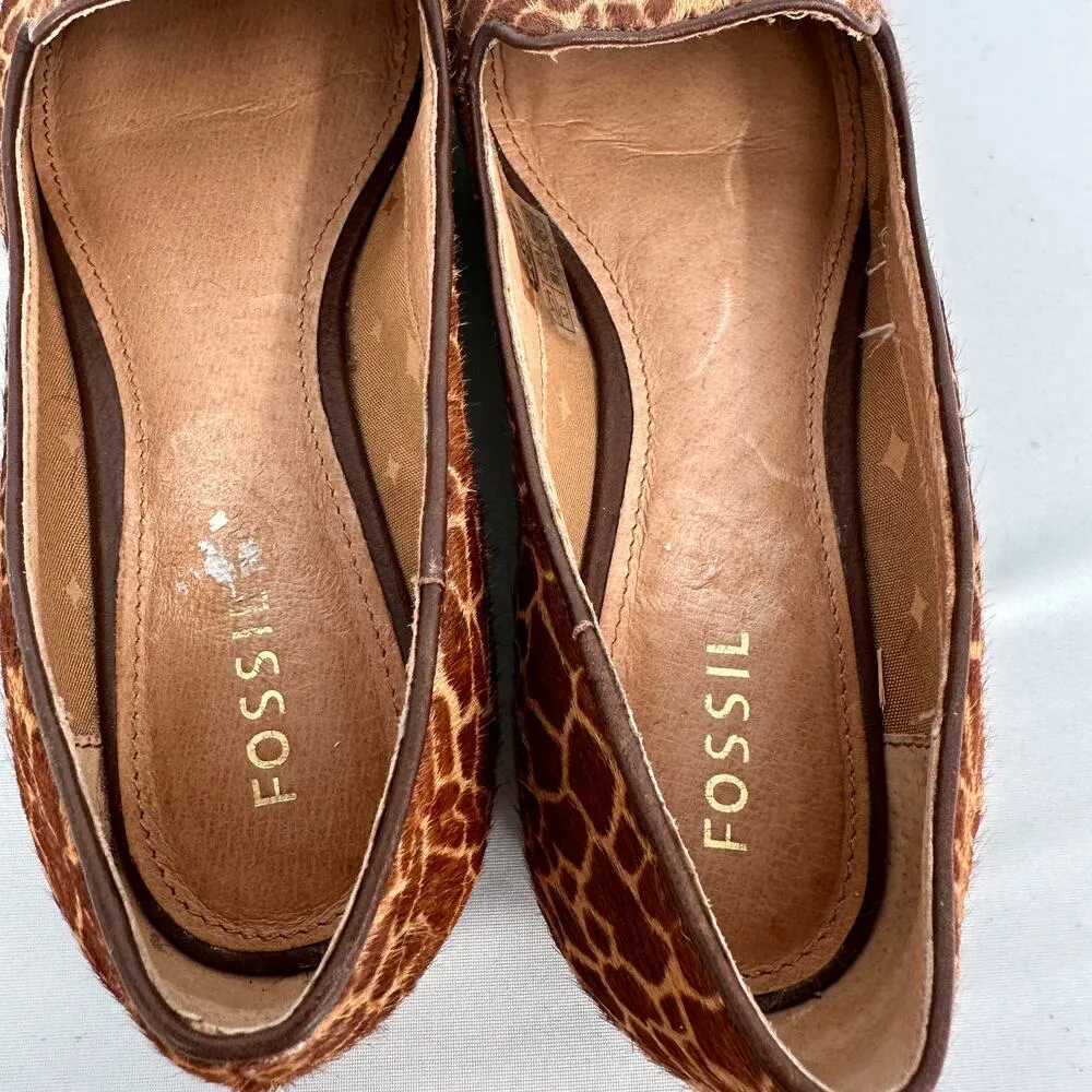 Fossil Women's Calf Hair Giraffe Print Loafers Flats Slip On Size 5 - Image 7