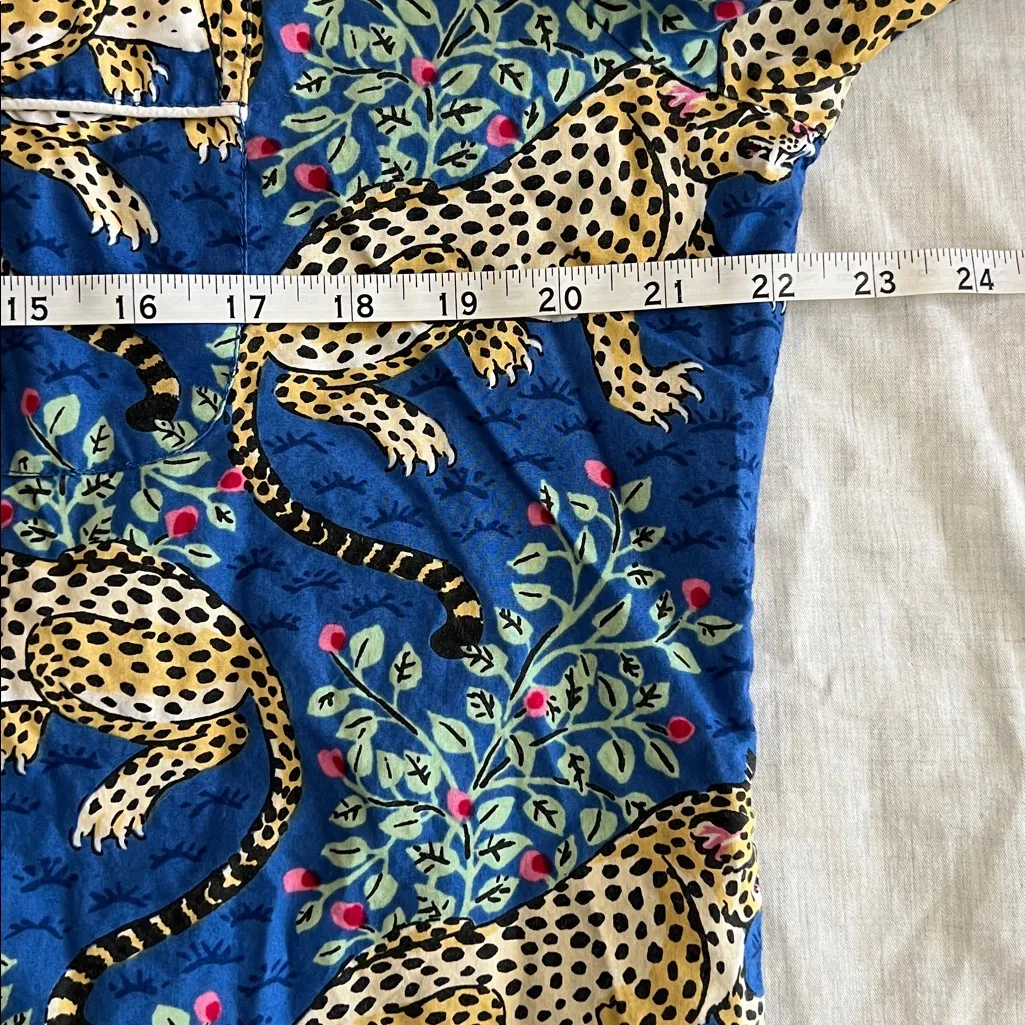 Print Fresh Organic Cotton Bagheera Leopard Pajama Shirt Sapphire Blue Women Med - Image 4