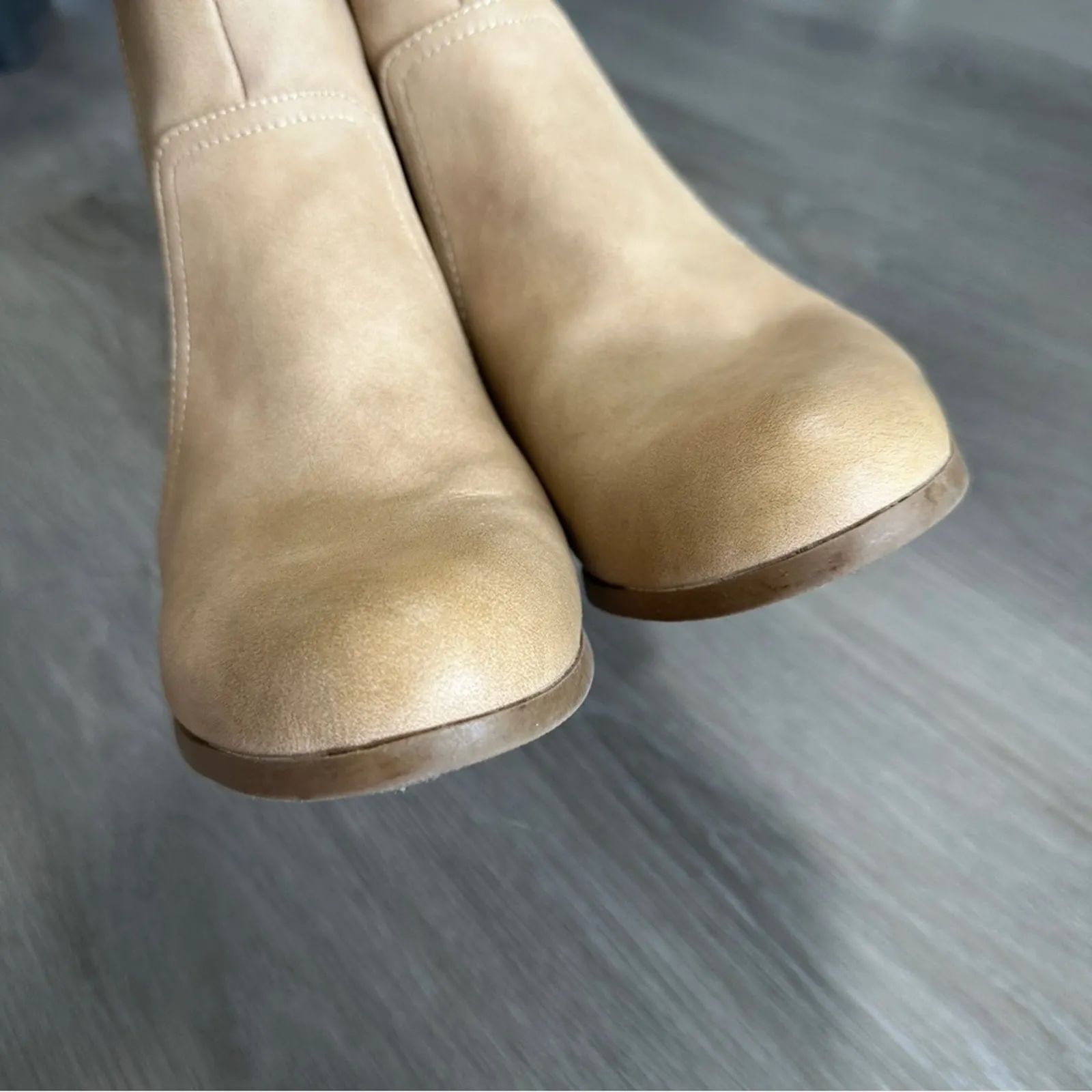 Circus by Sam Edelman Leah Beige Fringe Side Zip Stacked Heel Booties Size‎ 7.5 - Image 5