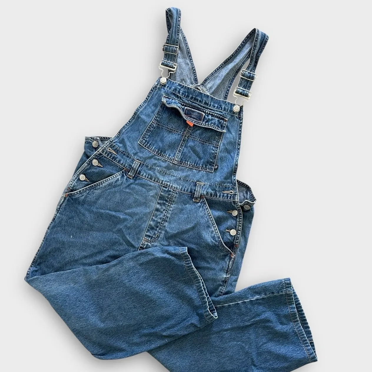 Vintage 90s Y2K Distressed Denim Overalls Bibs Womens 11/13 Grunge No Boundaries - Image 10