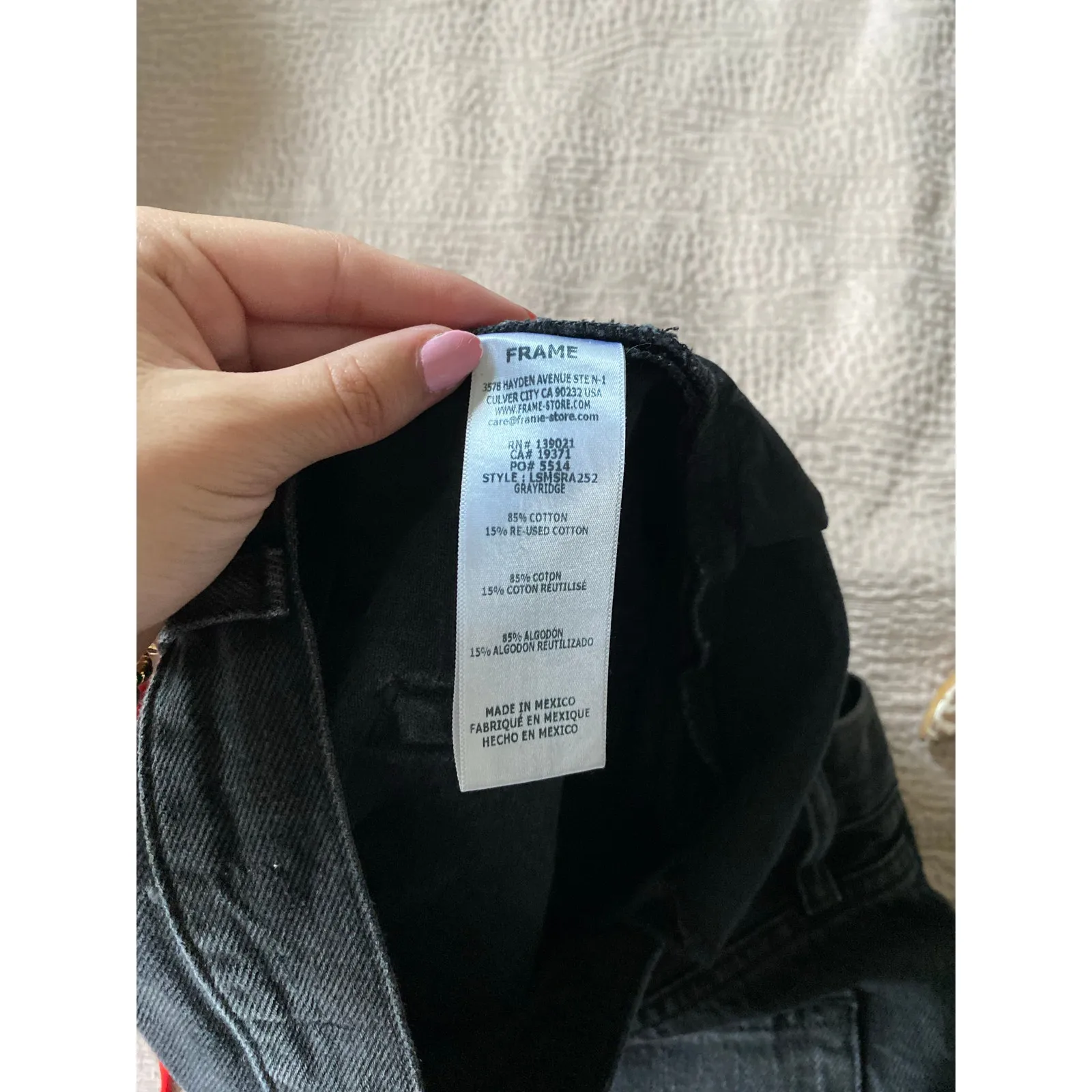 FRAME Denim Black Grayridge Le Simone Fringe Raw Hem Jean Shorts Size 27 - Image 9