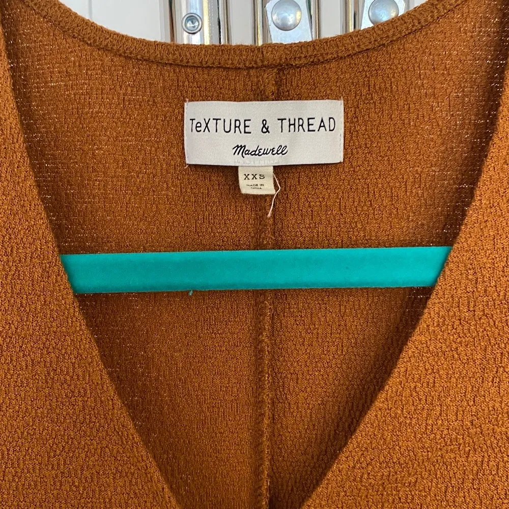 Madewell Texture & Thread Short Sleeve Side-Tie Mini Dress in Burnt Orange - Image 7