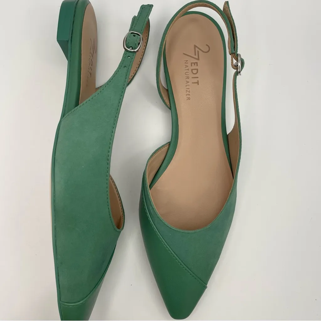 Naturalizer Makenna green leather suede pointed toe slingback flats women Size 5 - Image 7