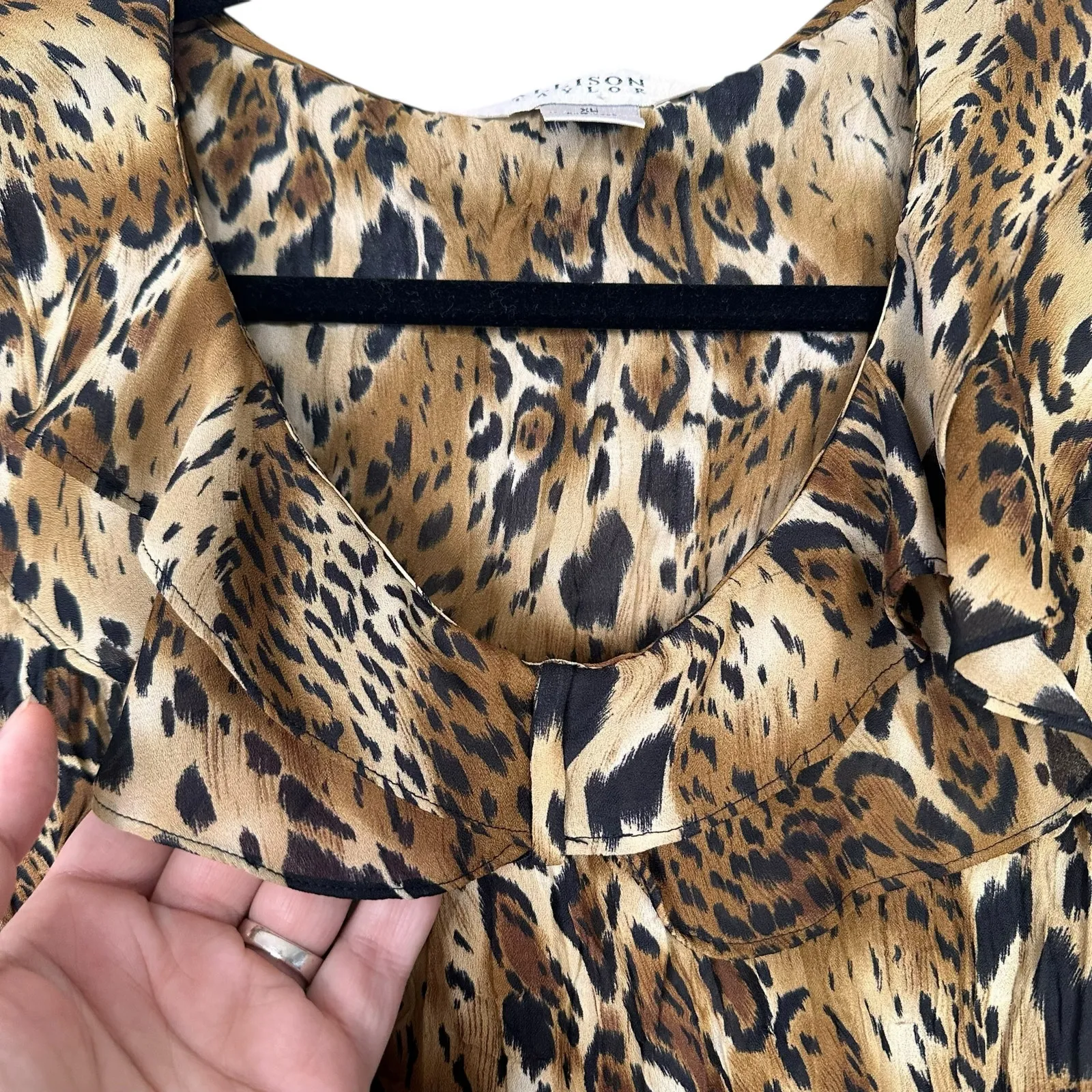 Allison Taylor Y2K 2000's Set of 2 Going Out Ruffle Tops Leopard Print Brown XL - Image 5