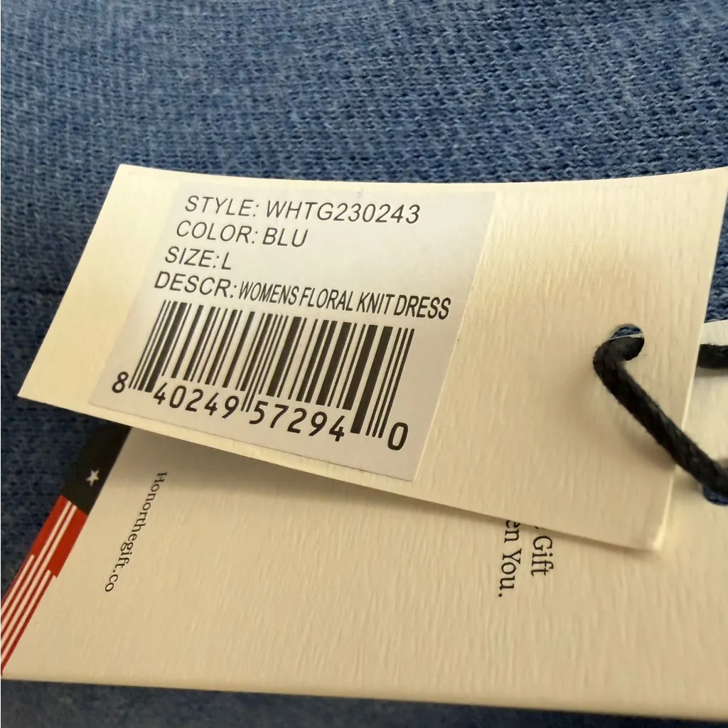 NWT Honor The Gift Blue Floral Knit Halter Tie Mini Dress Size Large - Image 5