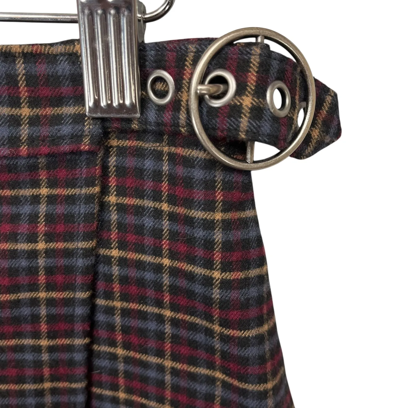 Hollister Plaid Wrap Mini Skirt High Rise‎ Buckle Academia Y2K Women's Medium - Image 3