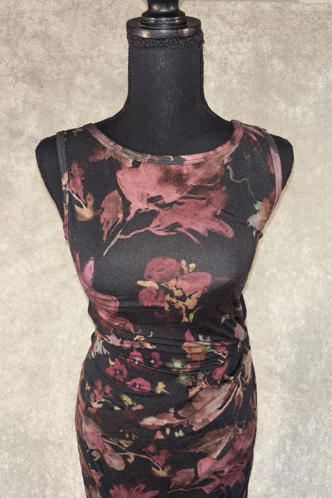 Peruvian Connection Dress Xs Floral Sheath Stretch Faux Wrap Old Money Classic - Image 1