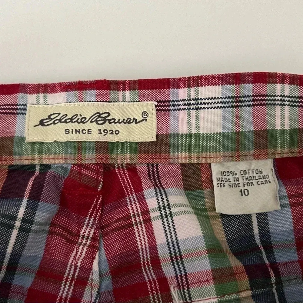 Eddie Bauer Skirt Size 10‎ Plaid Knee Length Pockets Front Zip 100% Baumwolle - Image 7