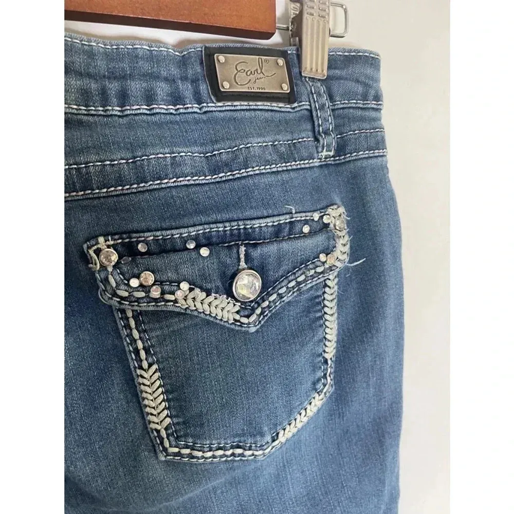 Women's Earl Jeans Barely Boot Bling Y2K Bootcut Jeans Size 10 Blue GUC! 0122 Blue - Image 7