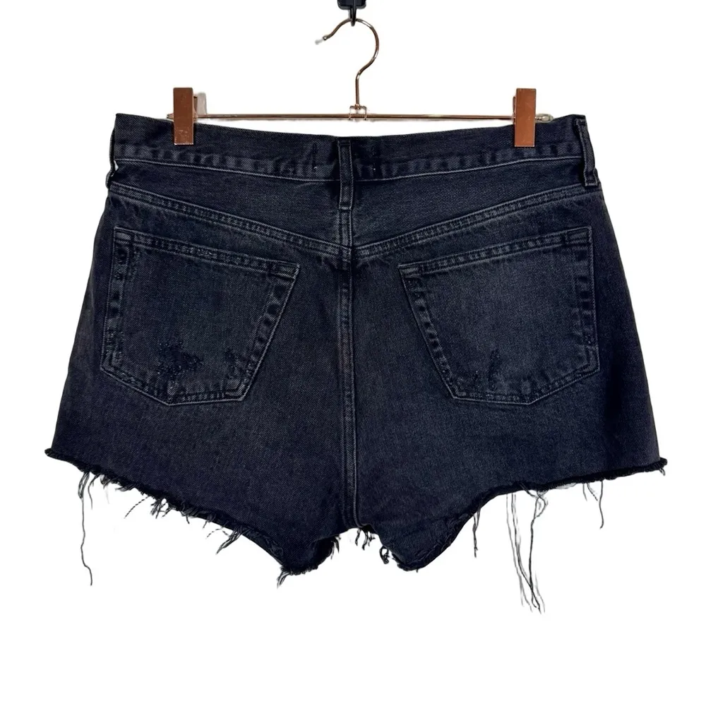 AGOLDE Parker Ultra High Rise Denim Cut Off Shorts in Oxford Black Anthropologie - Image 4
