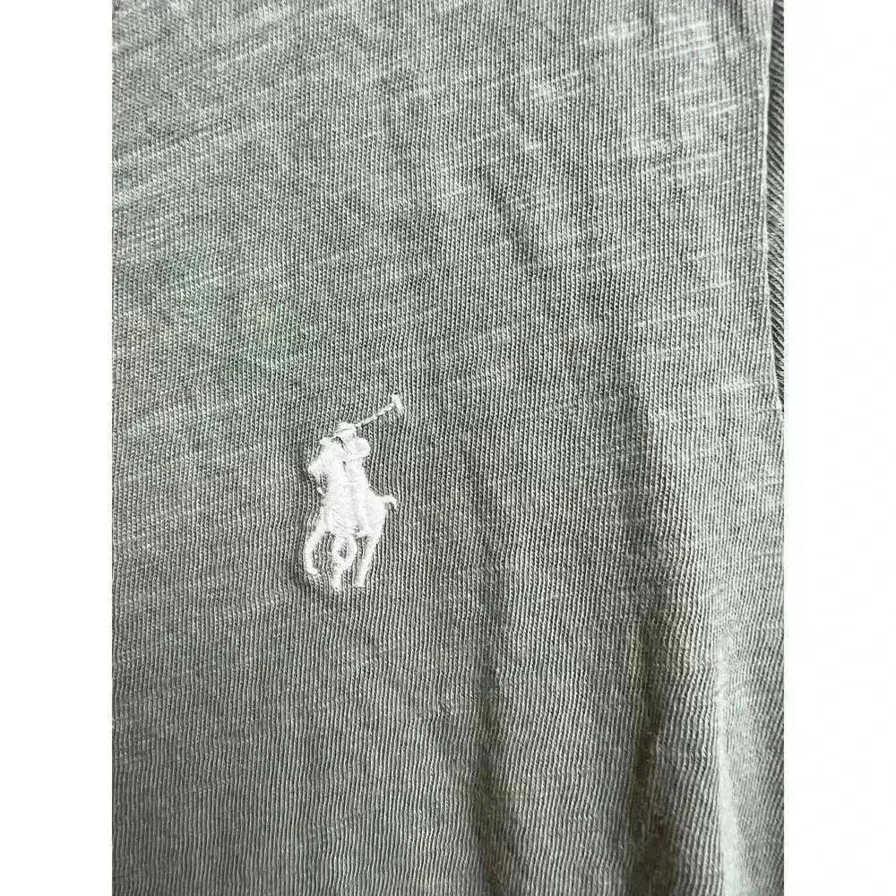 Polo Ralph Lauren Army Green V-Neck Rolled Cuff Sleeves Tee Large - Image 3