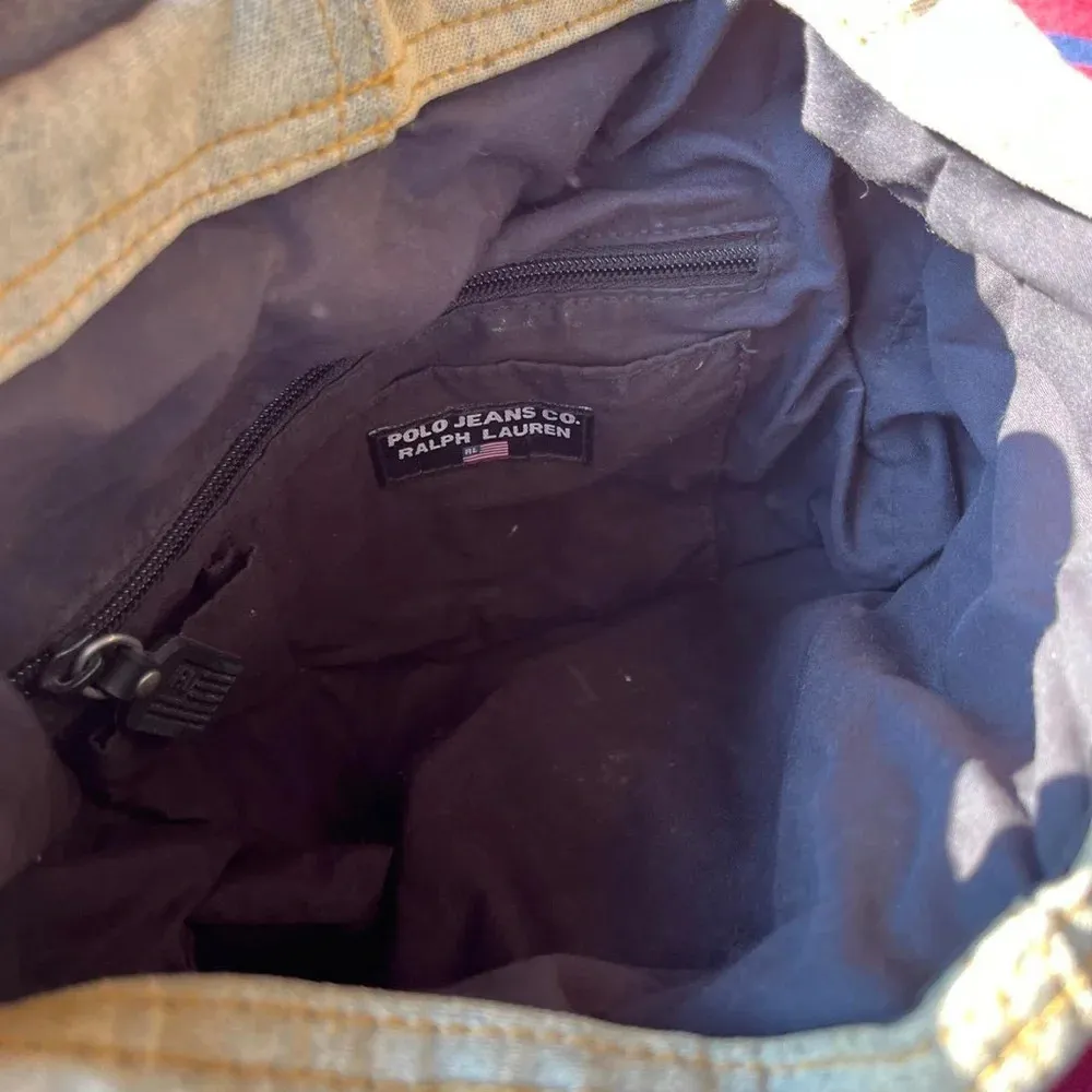 Rare Vintage Polo Ralph Lauren acid washed denim backpack ruck sack bag - Image 3