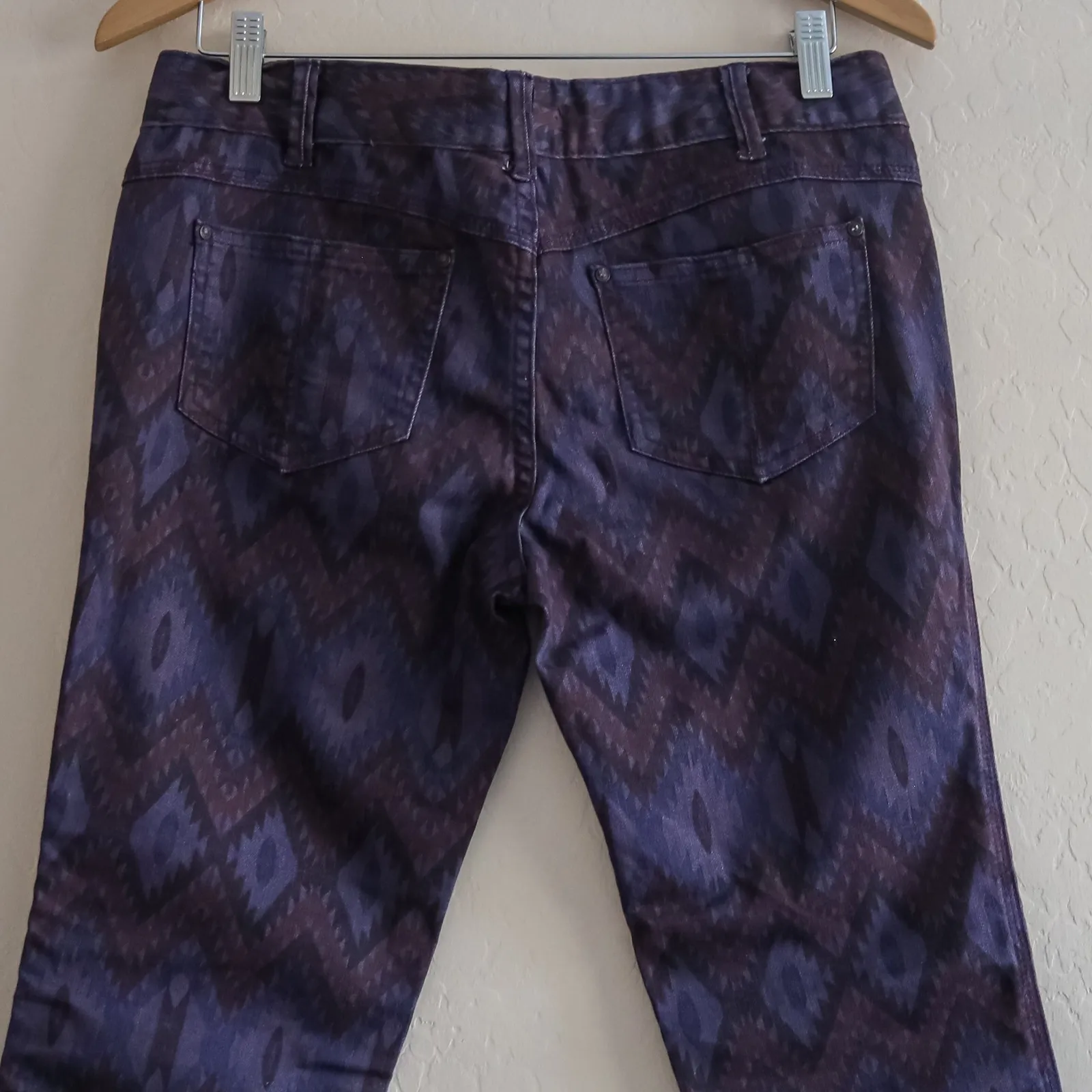 Free People Jeans Skinny Printed Aztec Purple‎ Denim Pants Size 29 Stretch Boho - Image 5