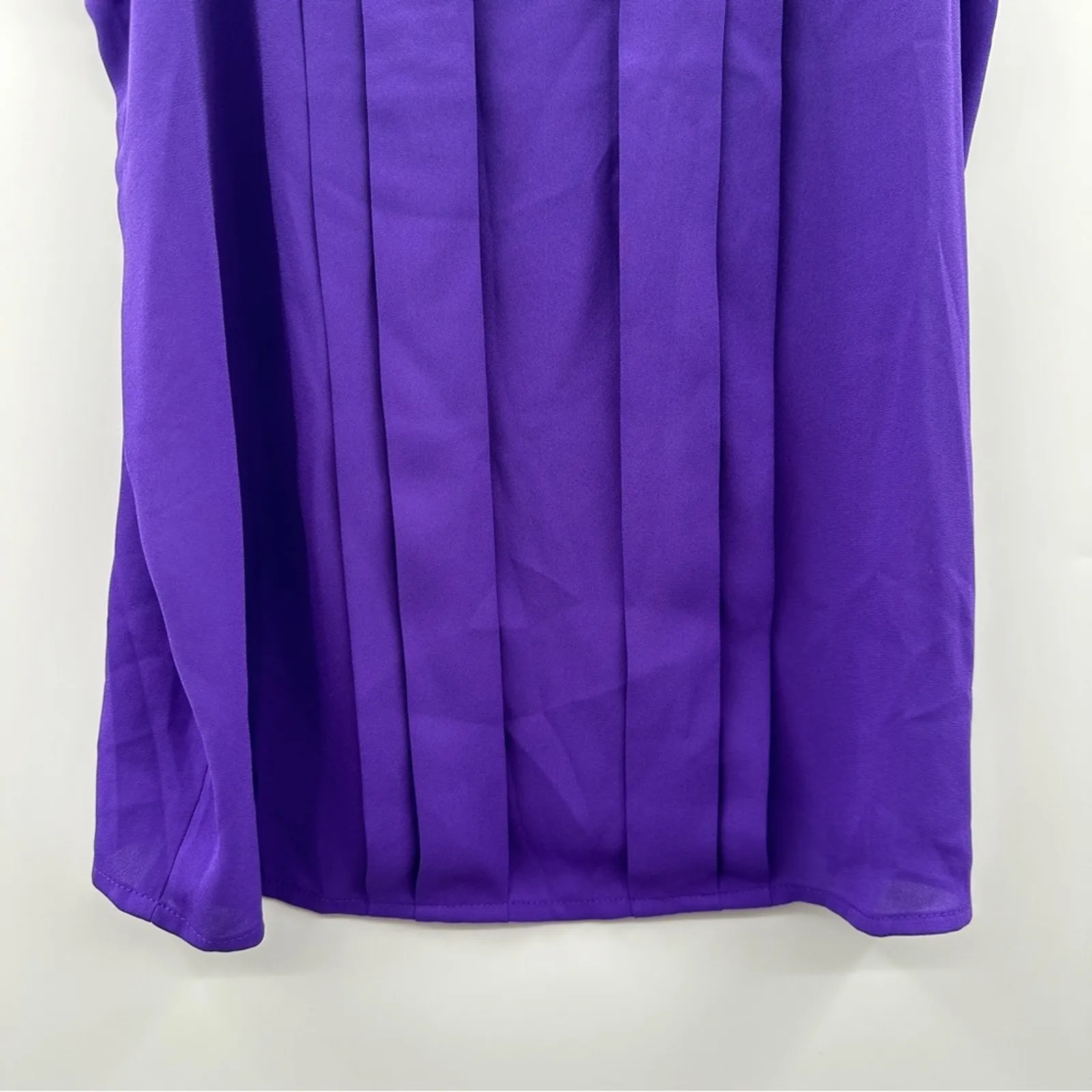 J.Crew Purple Blouse Women's Size XS Sleeveless Pleated Tie Neck Lightweight Top - Image 3
