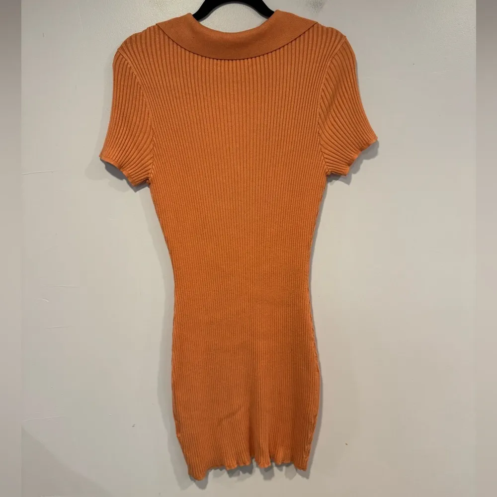 Orange ribbed American Eagle polo style‎ dress - Image 3