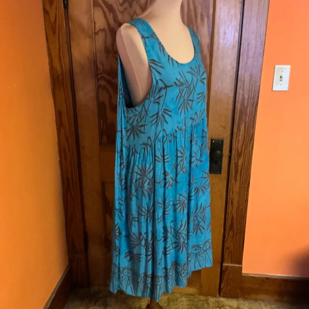 Vintage 90s tiered Beachy sundress Blue Size L - Image 5