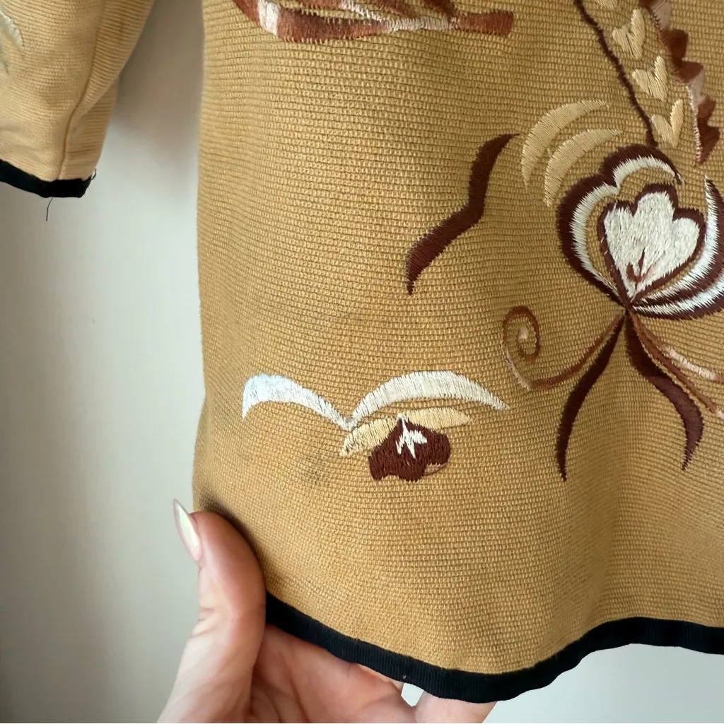 Vintage 90s Indigo Moon Tan Brown Beige Patchwork Embroidered Jacket L Size L - Image 3