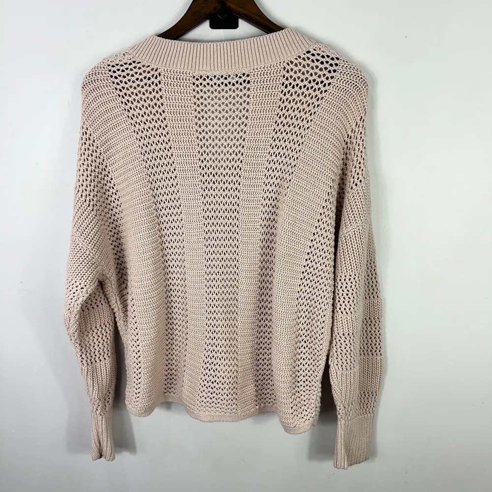 Express Pink Star Sweater M V Neck Knit Pullover Y2K Kawaii Pastel Softcore Cozy - Image 2
