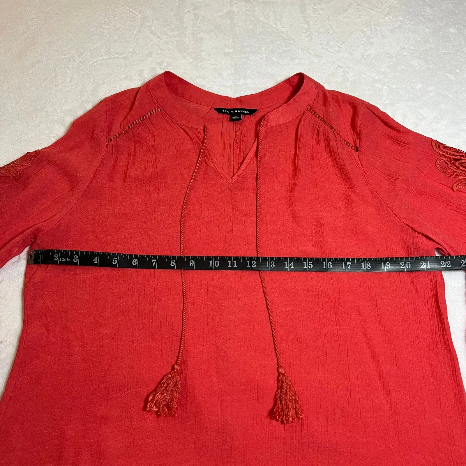 Zac & Rachel Split Neck Blouse Size XL Resort Vacation Summer Festival Cut Out Pink - Image 7