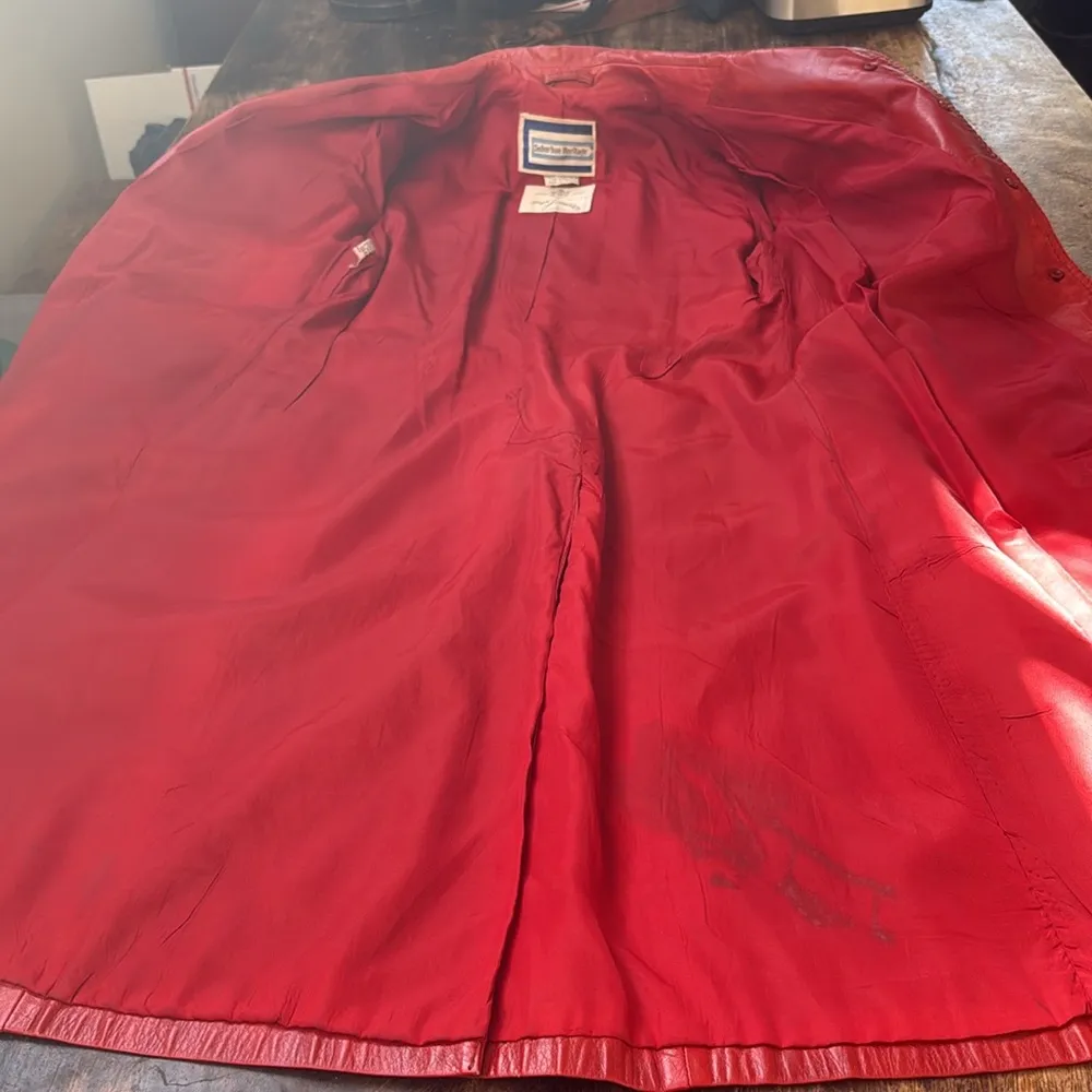 Vintage Red genuine Leather trench Coat by Meyer Jonasson for Suburban Heritage Size L - Image 6