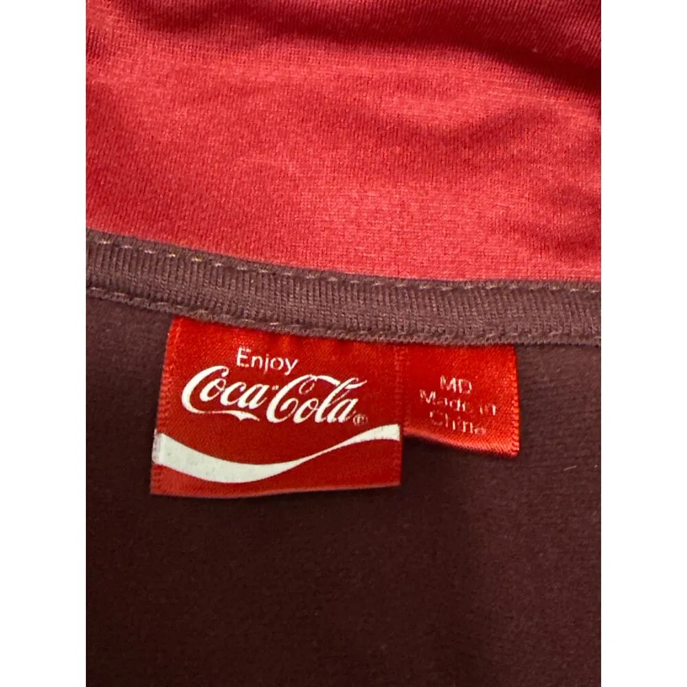 Womens Red Coca Cola Long Sleeve Striped Colorblock Zip Up Track Bomber Jacket M - Image 5