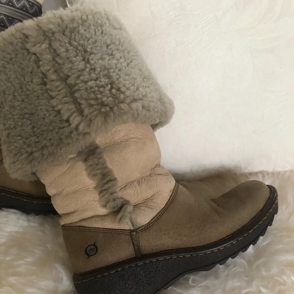 Born BoHo shearling tall boots Tan Size 6 - Image 4
