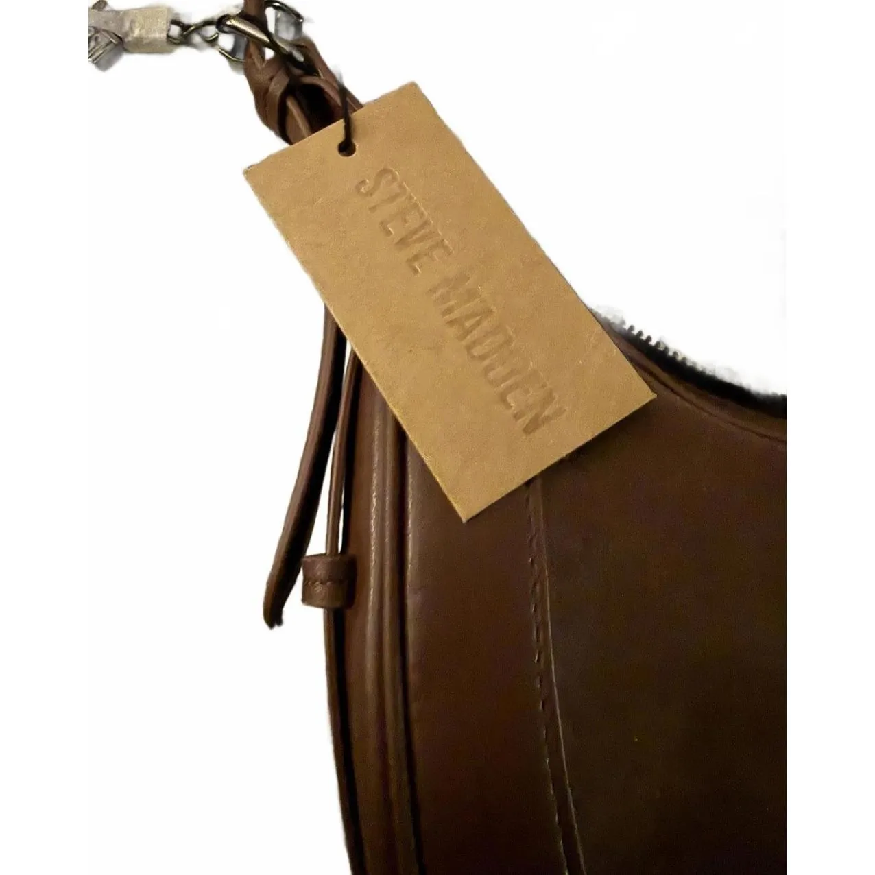 NEW Steve Madden Shoulder Bag Brown Coffee Hobo Purse Inside Pockets Faux Suede - Image 6