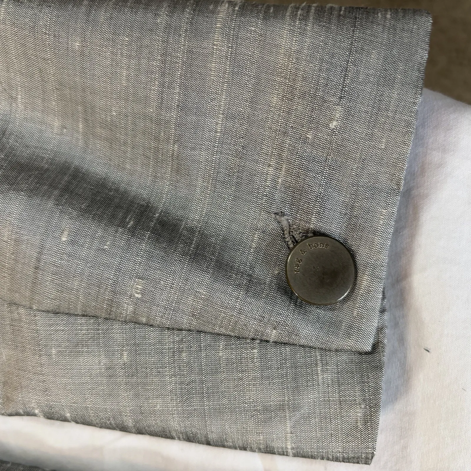 Rag & Bone Size 2 Silver Gray 100% Silk Dupioni Blazer Metallic Party Workwear - Image 9