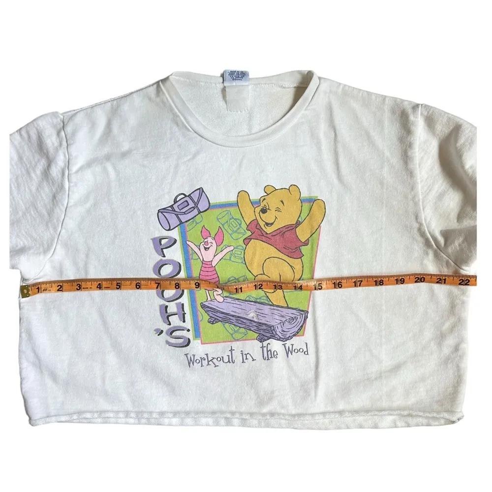 Vintage Disney Winnie The Pooh White Cropped Crop Top large - Image 5