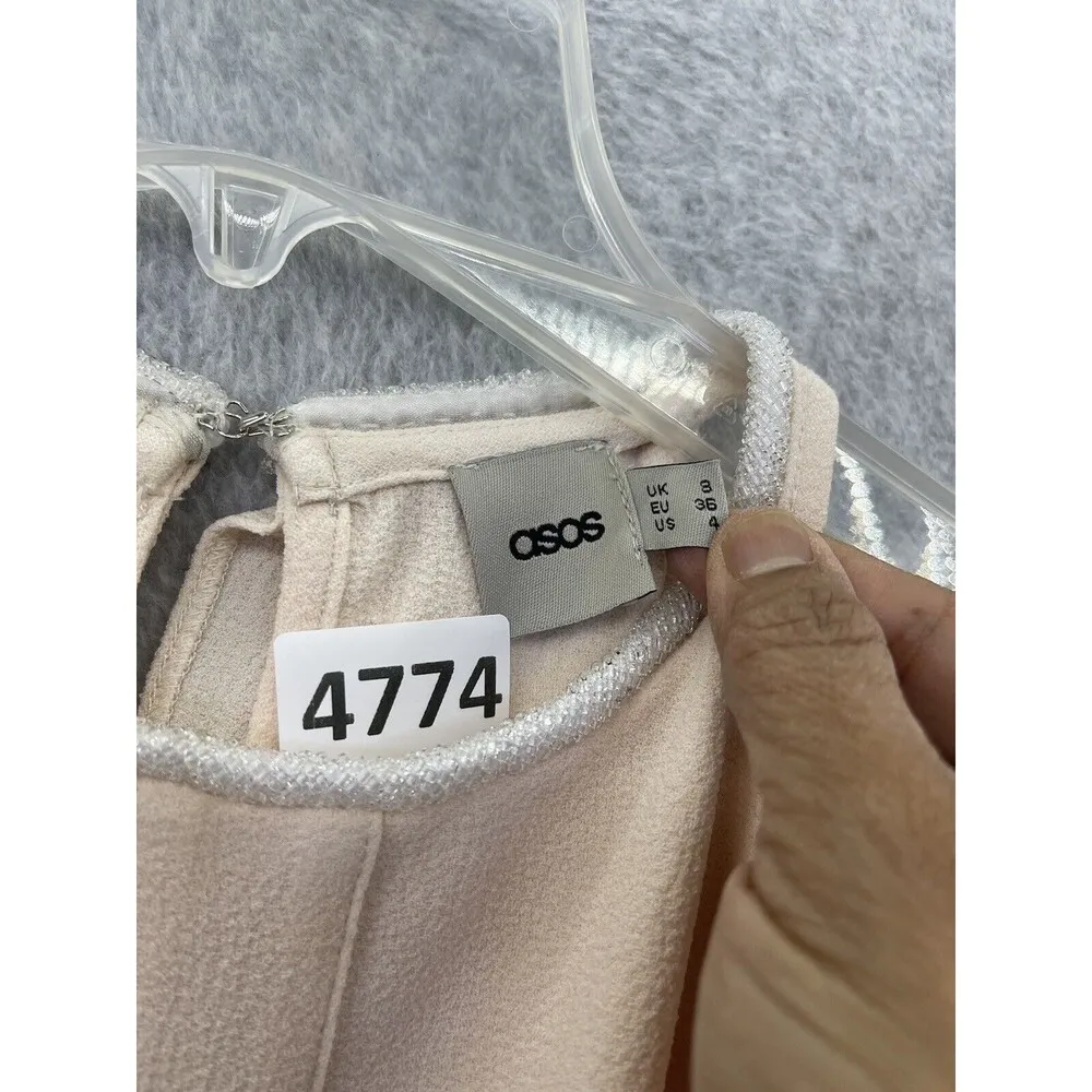 ASOS Women's Dress Tiered Sleeveless Light Pink Size High Neck Trapeze - Image 6