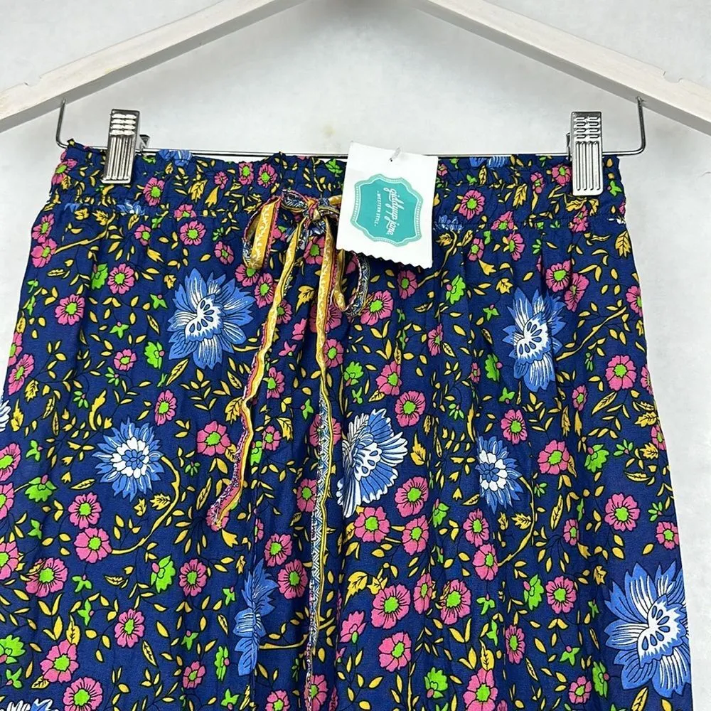 NWT Aly Daly Naxi Skirt Floral Print Navy background, pink/Yellow flower Sz S - Image 6
