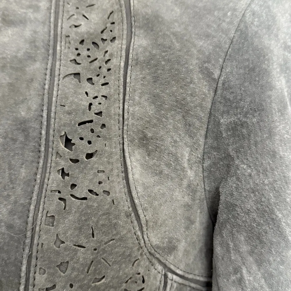 Carlos Falchi Gray Leather Jacket Structured Tie - Image 4