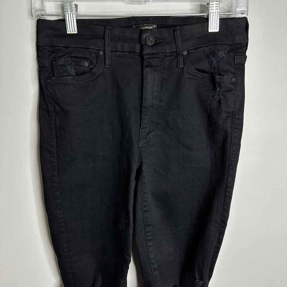 Women's MOTHER Size 26 Looker Ankle Frat Guilty As Sin Black Distressed Jeans‎ - Image 3