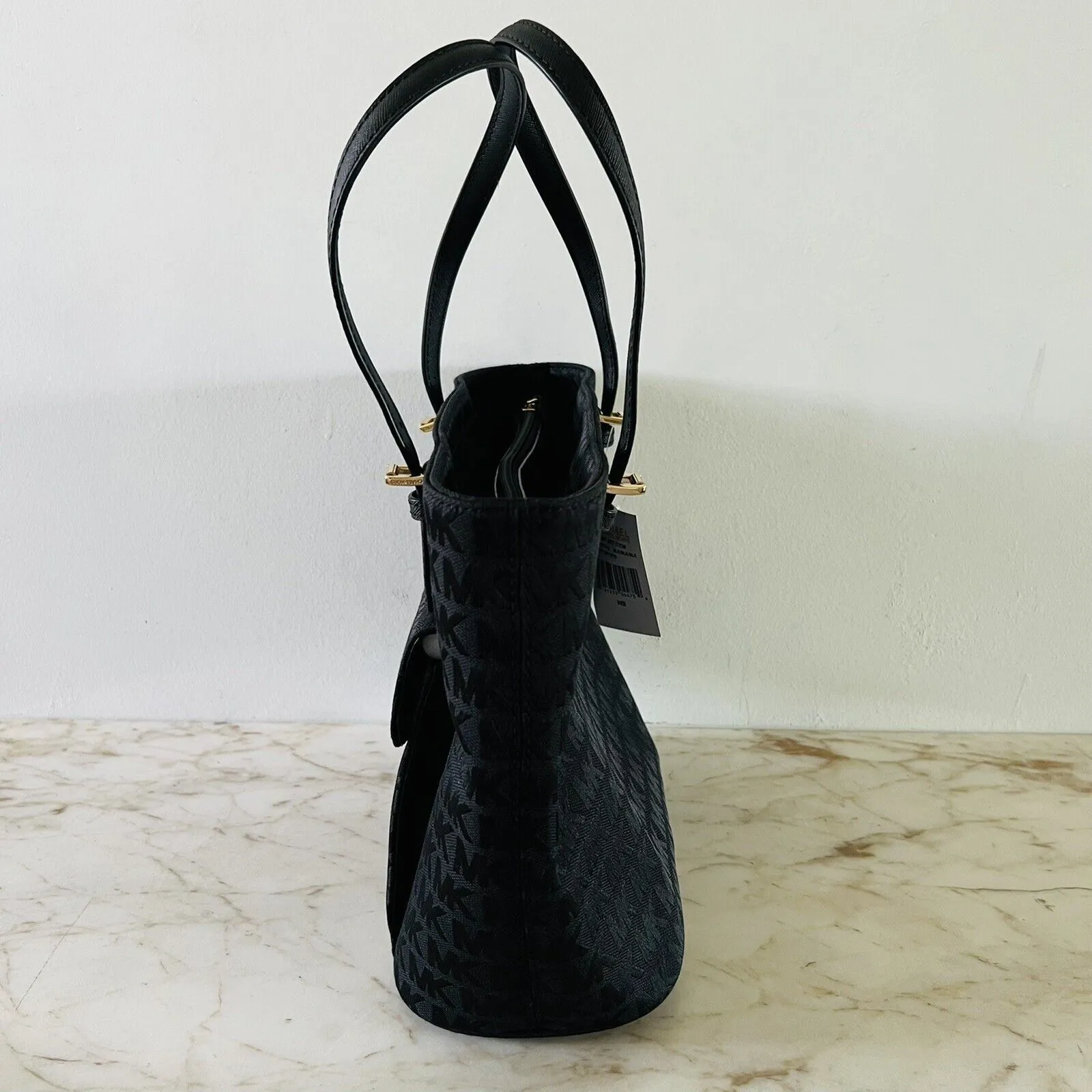 MICHAEL KORS Jet Set Item Solid Black Medium Pocket Multi Function Tote Bag - Image 6