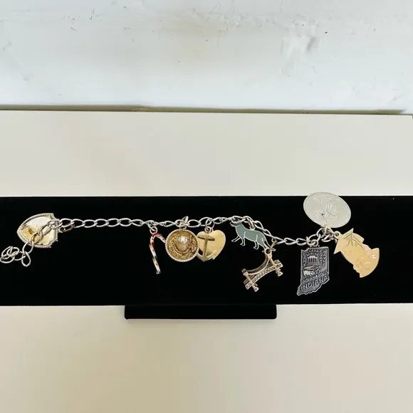 Vintage Sterling Charm Bracelet 9 Charms Life Story 7” 17.83g‎ Silver - Image 12