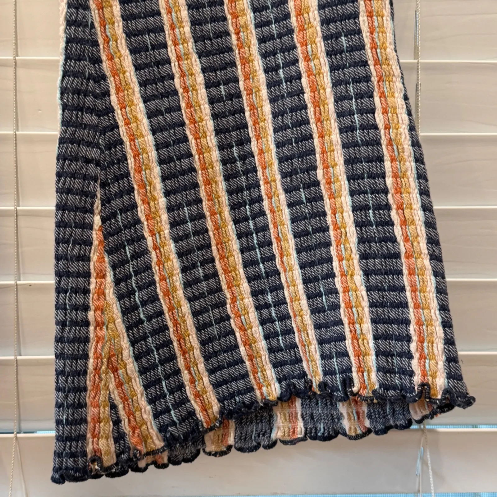 Free People Fine Line Striped Flare Pants Boho Knit Cropped Bell Bottoms XS - Image 4