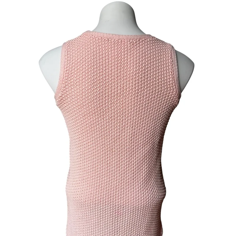 Venus Pink Cotton Chunky Knit Hi Low Sleeveless Sweater Top, Sz XS - Image 13